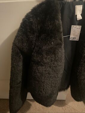 H&M Women's Black Teddy Faux Fur Jacket